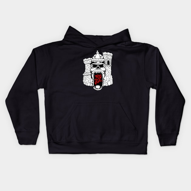 Broskull Logo V.2  White Castle with Red Letters Kids Hoodie by CastleBroskull